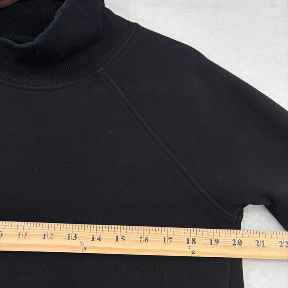 Athleta Sweatshirt Size XS Black Mock Neck Side Hem Zippers Oversized Pockets - Picture 11 of 13